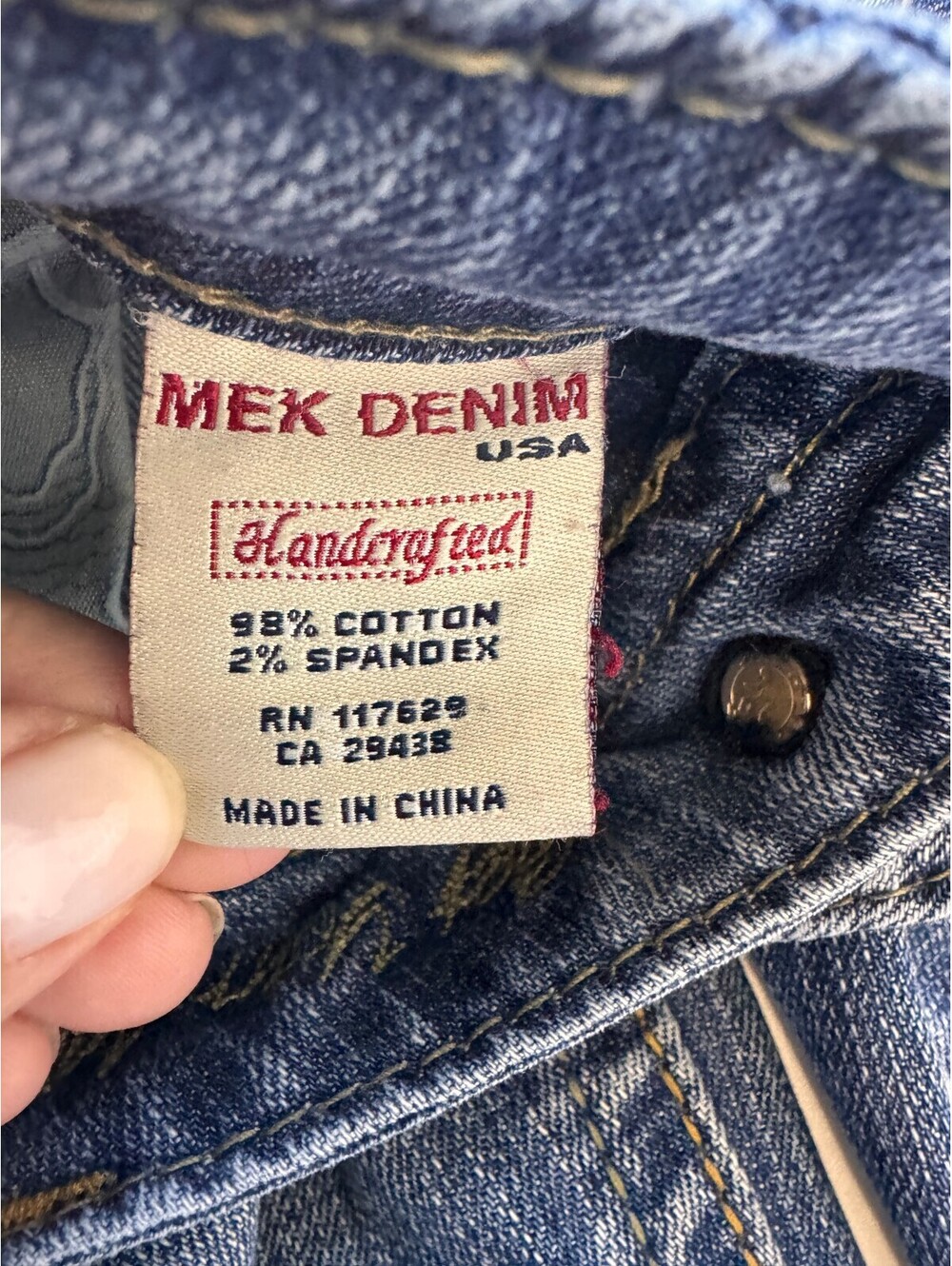 MEK Denim Y2K Low Rise Western Cowgirl Bootcut Jeans Embroidered Flap Pocket 30 - Picture 6 of 8
